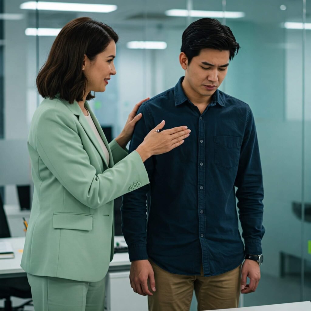Leadership skills: Woman speaking confidently in meeting