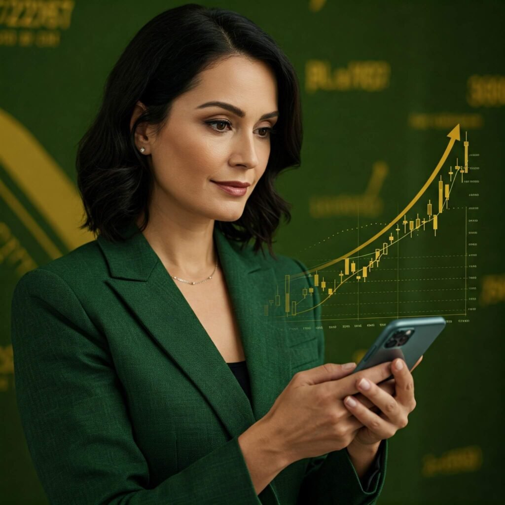 woman reviewing investment charts