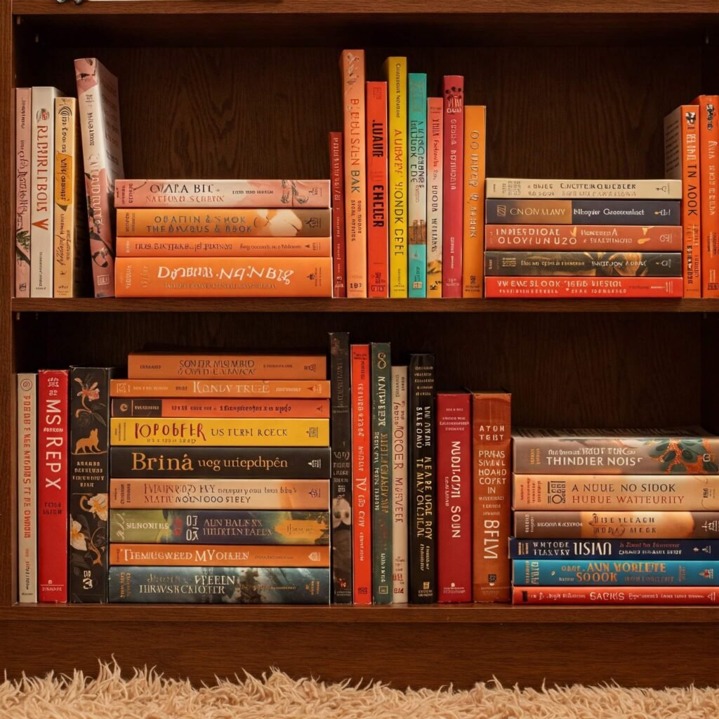 Cozy bookshelf with empowering books