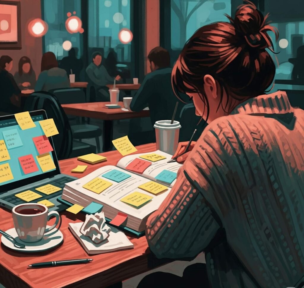 Law Student Studying in a Cafe