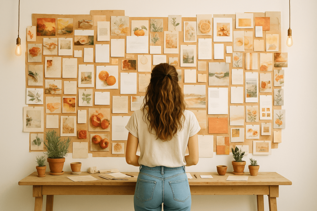Vision board with financial goals