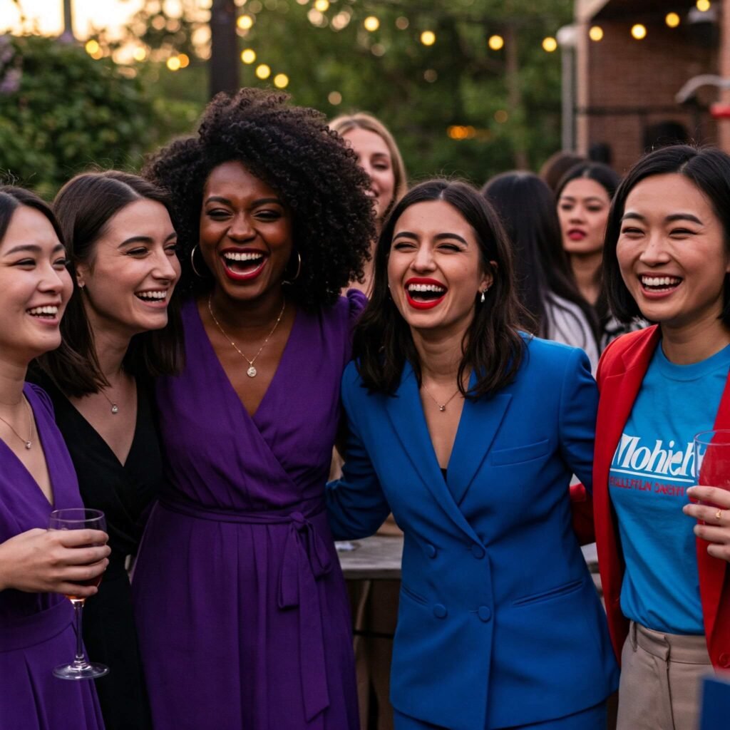 Diverse women celebrating together