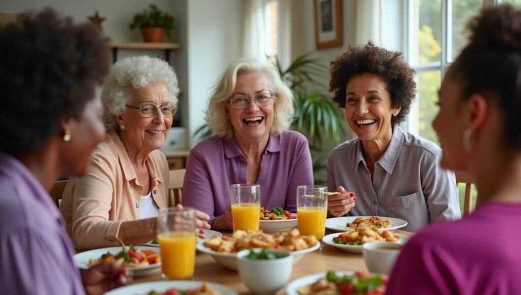 Women sharing vibrant nutrition meal.