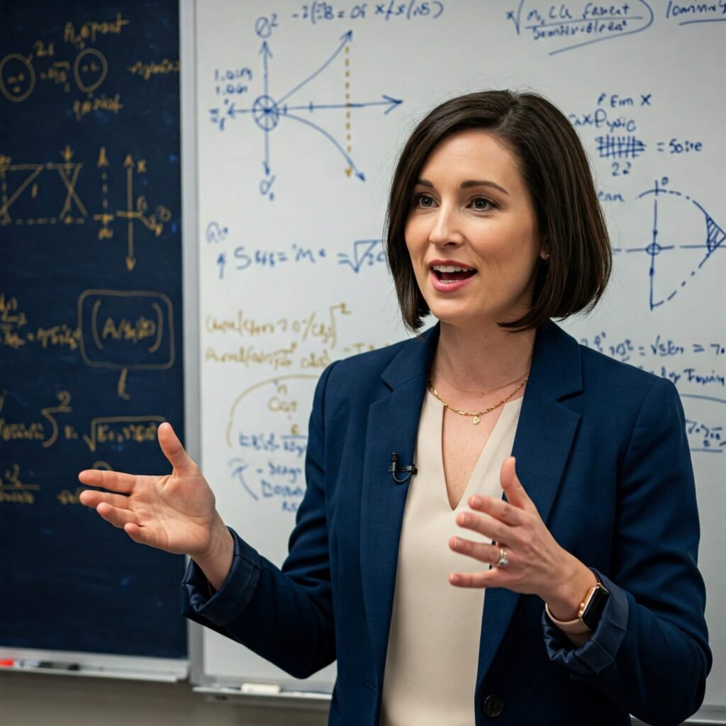 Woman presenting STEM project