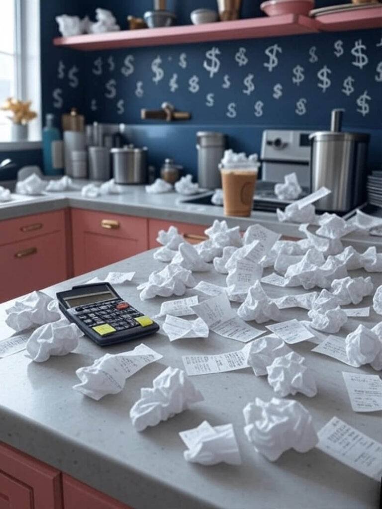 Chaotic Receipts & Coffee: Floating Dollar Signs Art