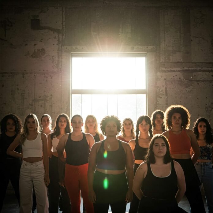 Diverse women silhouettes reaching up