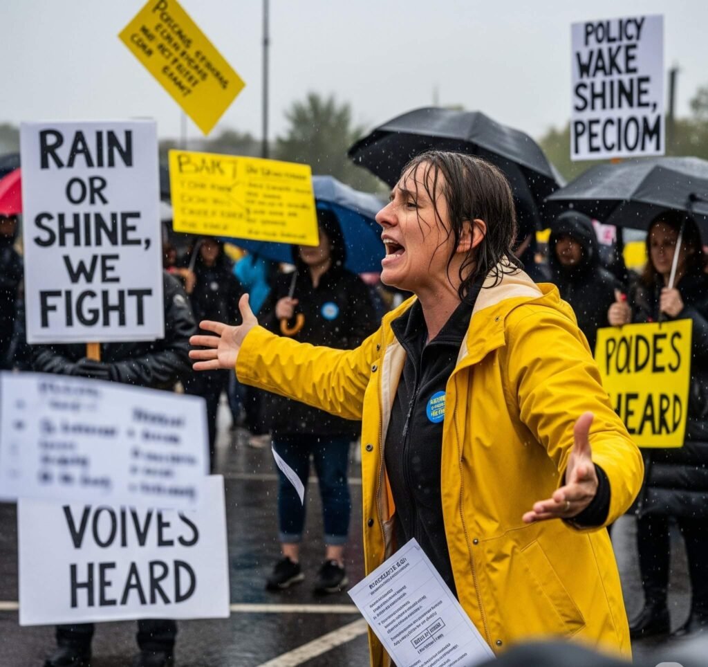 Female Advocate Rally in Rain