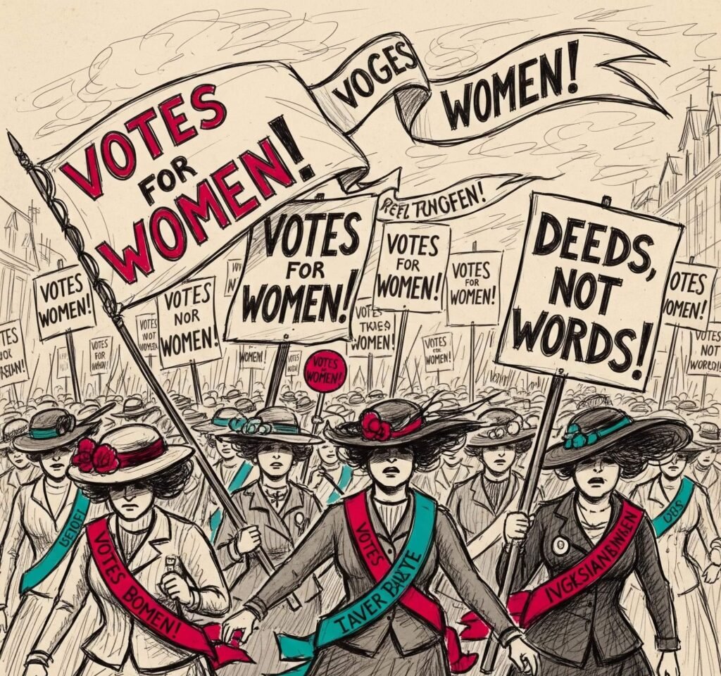 Suffrage March Sketch with Vintage Flair