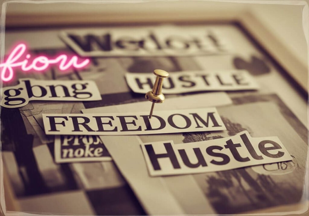Vision Board: Dreams of Freedom and Hustle.